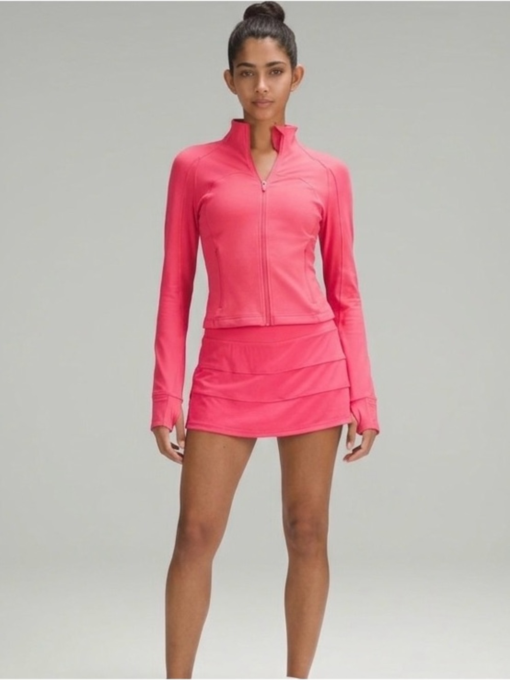 lululemon athletica lip gloss define crop jacket pace rival skirt set sz 6